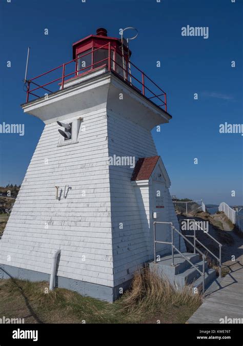 Lighthouse Cape Enrage Bay Of Fundy New Brunswick Canada Stock