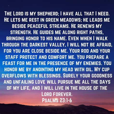 Psalms 231 6 The Lord Is My Shepherd I Have All That I Need He Lets