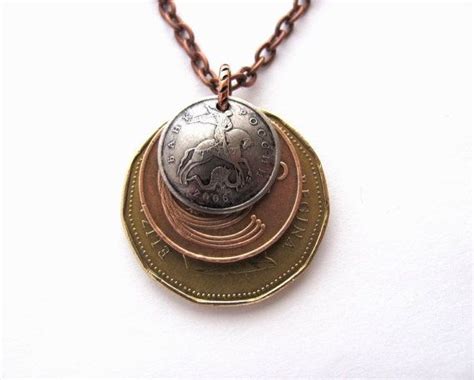 Layered Coin Necklace Mixed Metals Pendant Canada By Hendywood Coin