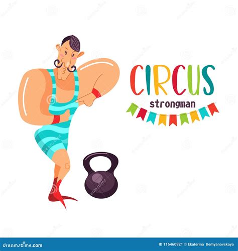 Circus Performer Circus Strong Man Lifting Heavy Weights Vector
