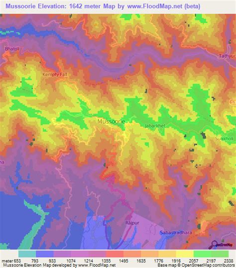 Elevation Of Mussoorieindia Elevation Map Topography Contour