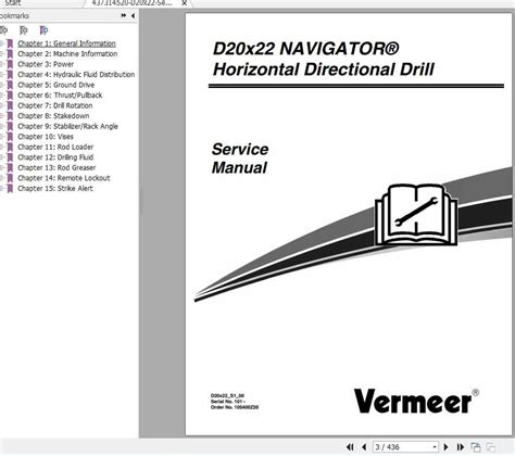 Vermeer Navigator D20x22 Horizontal Directional Drill Service Manual