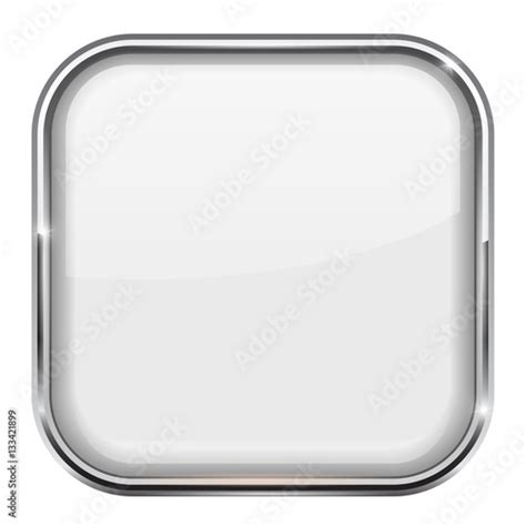 White Square Button Shiny 3d Icon With Metal Frame Buy This Stock