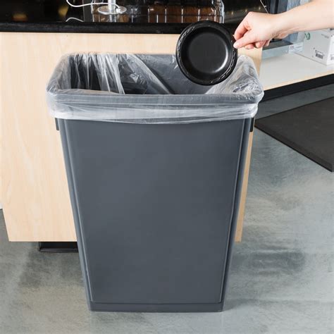 Lavex Janitorial 23 Gallon Gray Slim Rectangular Trash Can