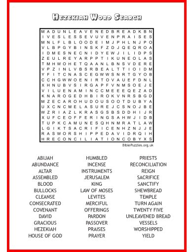 All the puzzles are interactive; Bible Wordsearch Puzzle - Hezekiah | BiblePuzzles.com