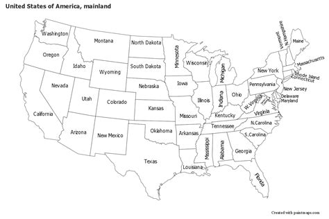 Sample Maps For United States Of America Mainland Black White Mapa