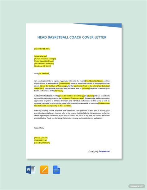 FREE Coach Letter Template Download In Word Google Docs PDF Apple Pages Outlook Template Net