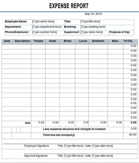 Expense Report Form Excel Excel Templates Gambaran