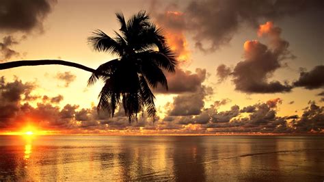 Hawaii Beach Sunset Landscape Clouds Nature