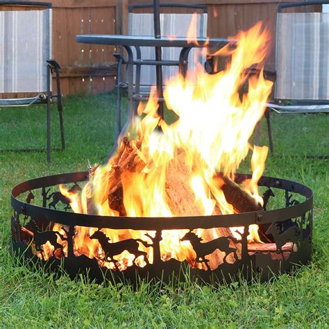 Sunnydaze Running Horse Fire Pit Campfire Ring Large Outdoor Heavy