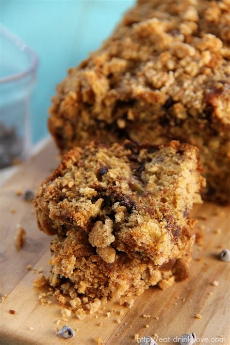 Monitor nutrition info to help meet your health goals. Chocolate Chip Banana Bread with Streusel Topping - Eat. Drink. Love.