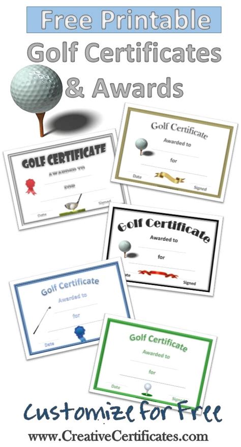 Free Printable Golf Awards And Certificates That Can Be Customized With