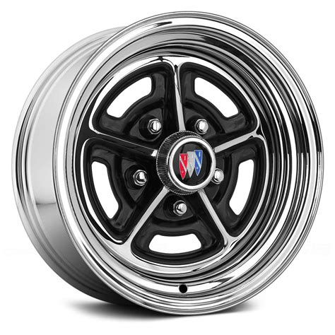 Wheel Vintiques Buick Rally Wheels Chrome With Semi Gloss Black