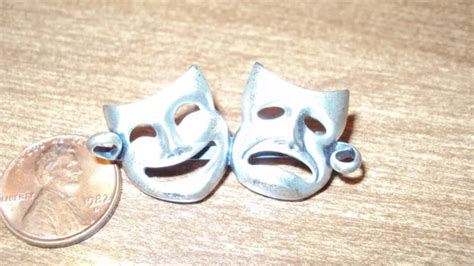 Vintage Beau Drama Comedy Tragedy Theater Mask Pin Brooch 925 Sterling