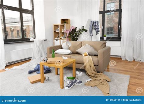 Interior Of Messy Home Room With Scattered Stuff Stock Photo Image Of