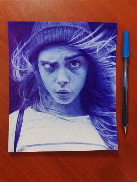 Portrait Done With A Blue Ballpoint Pen In A Page In My Moleskine