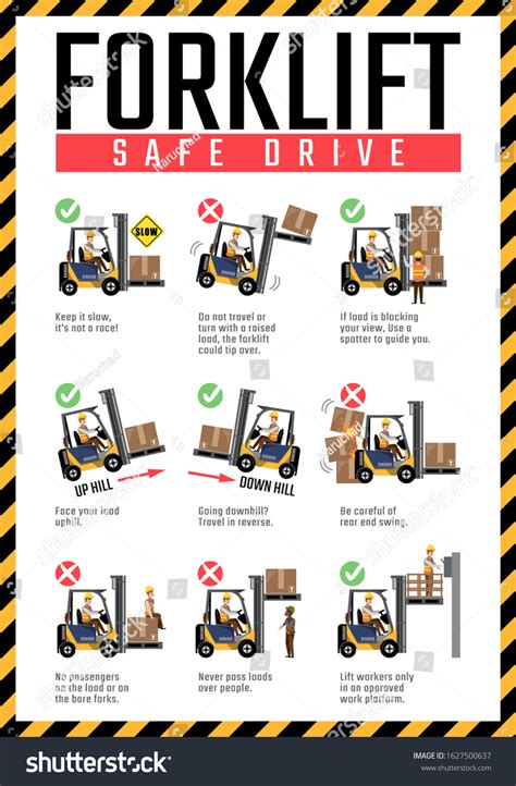 Forklift Safe Drive Poster Forklift Safety Immagine Vettoriale Stock