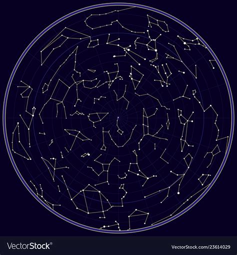 Map Of Southern Sky With Constellations Royalty Free Vector