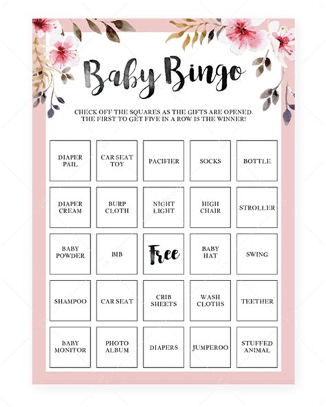 Pink Baby Shower Baby Bingo Cards Printable By Littlesizzle Bingo Card