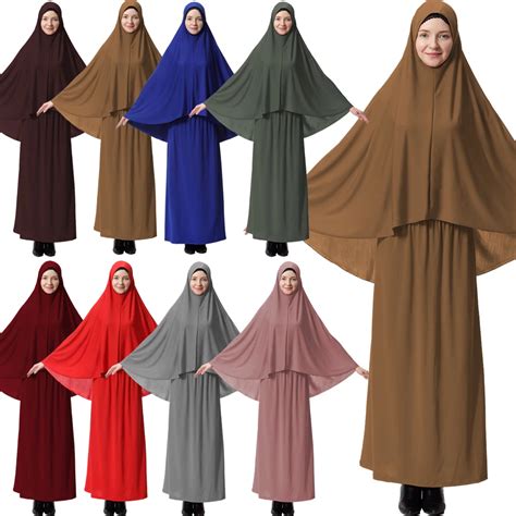 Muslim Abaya Jilbab Islamic Prayer Dress Arab Overhead Kaftan Women