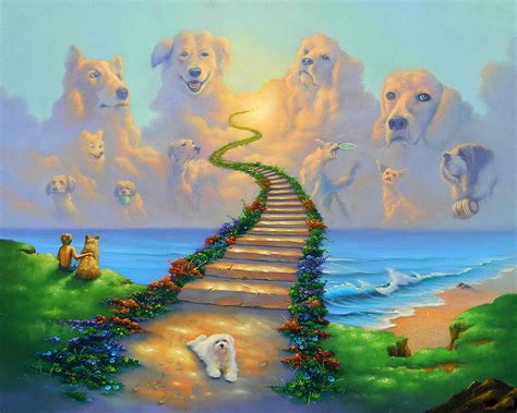 Rainbow Bridge All Dogs Go to Heaven Collie St Bernard 8x10 Art Print