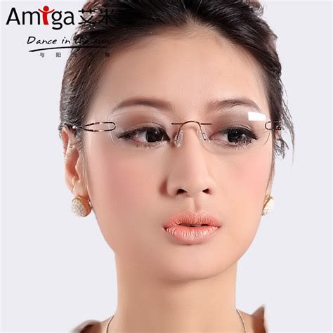 Pure Beta Titanium Rimless Glasses Myopia Glasses Female Eye Box