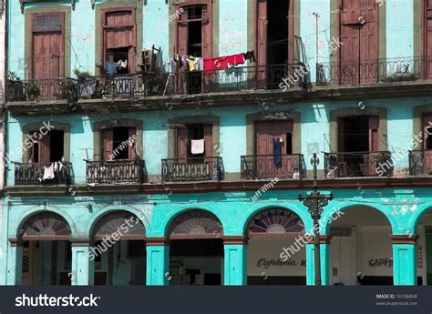 Balconies Of Cuban Apartments In Old Havana Directly Across From The