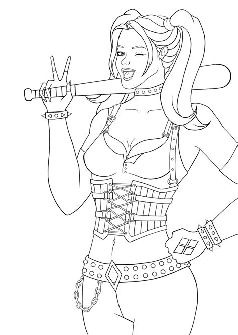 21 harley quinn and joker coloring pages printable. Harley Quinn Lineart by owlcitydreamer on DeviantArt