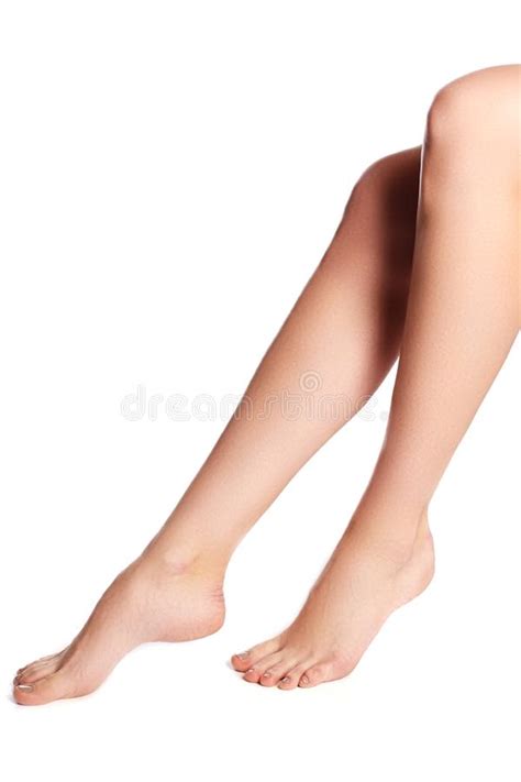 Perfect Nude Pedicure On White Background Stock Image