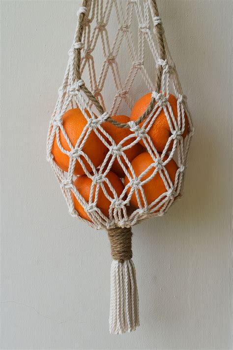 Fruit And Vegetables Macrame Handmade Basket Made From Natural Cotton