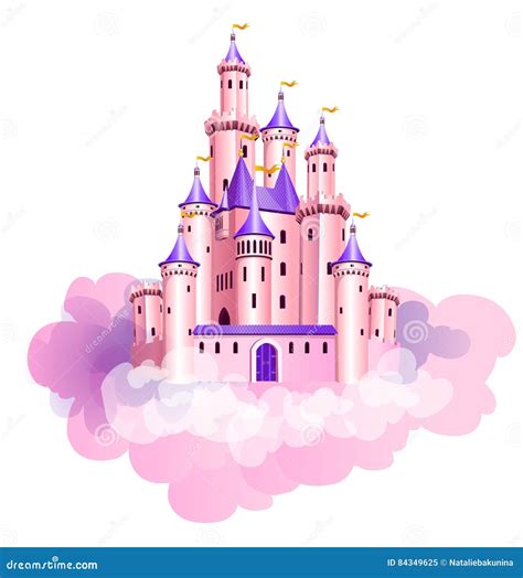 Pink Princess Castle Cartoon Vector 84349625