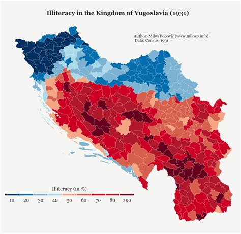 Nepismenost U Kraljevini Jugoslaviji Po Regionima 1931 Serbia
