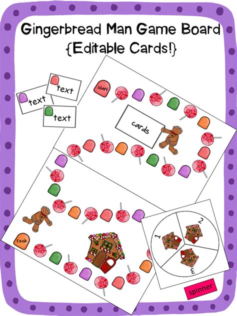 Gingerbread Man Board Game Editable Themed Cards Editable Cards