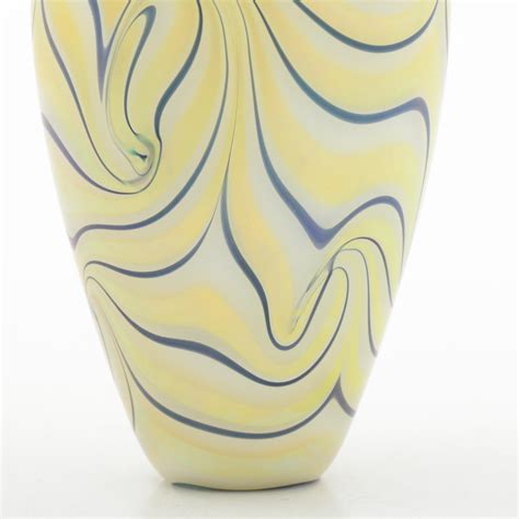 Robert Eickholt Hand Blown Art Glass Vase Ebth