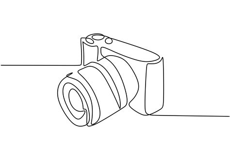 One Line Camera Design Dslr Camera Digital Vector With Single