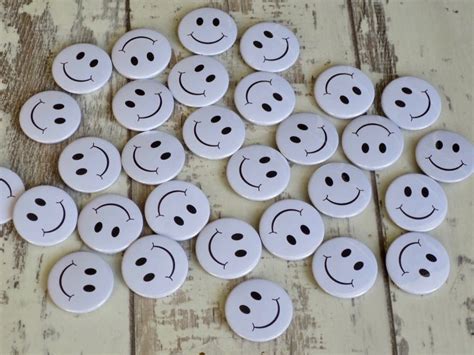 Black And White Smiley Face Badges We Hand Make Button Badges In Our