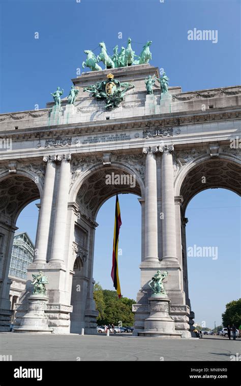 Belgium Brussels Triumphal Arch At Parc Du Cinquantenaire Stock Photo