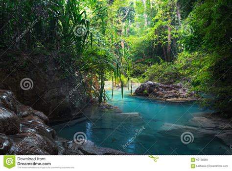 Jangle Landscape With Erawan Waterfall In Tropical Forest