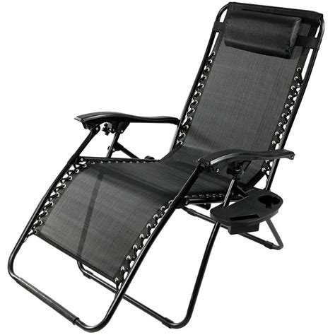 Portable lounge chair folding reclining chairs sun patio chaise chair pool lawn. Sunnydaze Decor Oversized Black Zero Gravity Sling Patio ...