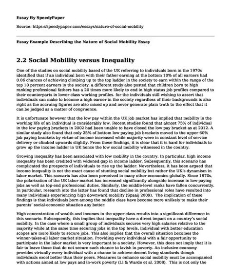 📚 Essay Example Describing The Nature Of Social Mobility