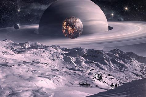 Sci Fi Outer Space Planets Saturn Digital Art Pyr056