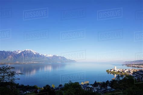 Lake Geneva Lac Leman Montreux Vaud Switzerland Europe Stock
