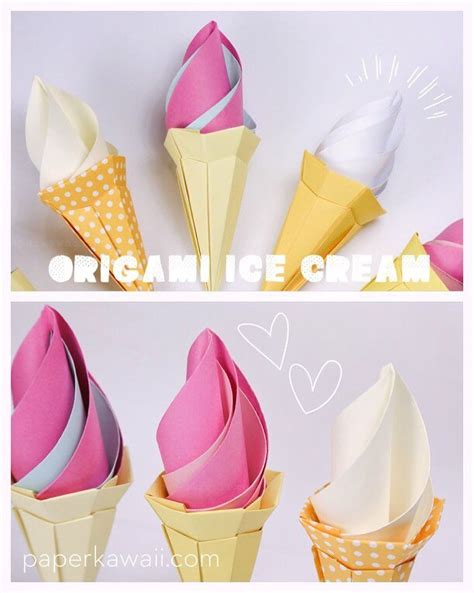 Origami Ice Cream Cone Instructions Modular Paper Kawaii Origami