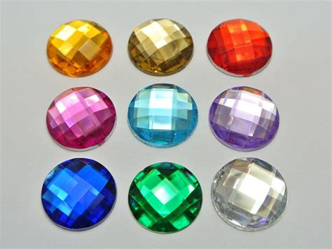 50 mixed color acrylic flatback rhinestone round gem beads 20mm no hole in beads from jewelry