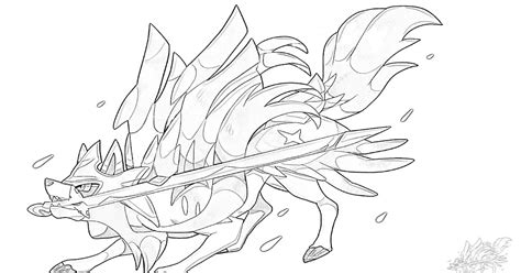 Coloring Page Of Crowned Sword Zacian Looking Up