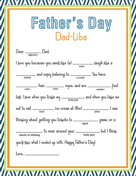 Fathers Day Printable Fun Dad Libs Print Out These Fun Dad Libs For