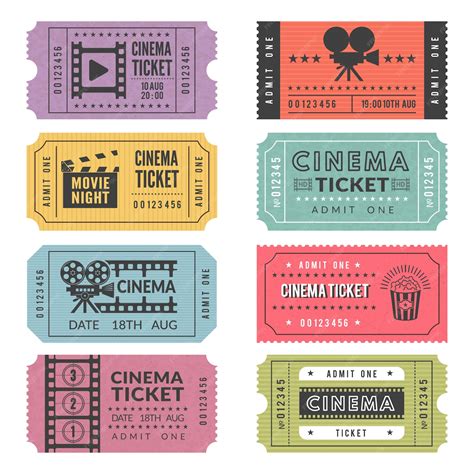 Modèle De Billets De Cinéma Dessins Vectoriels De Divers Tickets De