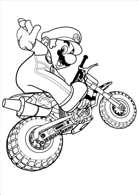 Drawing Of Super Mario On The Bike Coloring Page