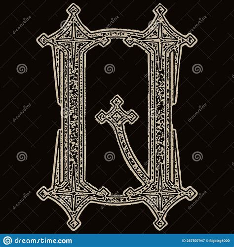 Neo Gothic Decorative Lettervector Medieval Font Stock Vector