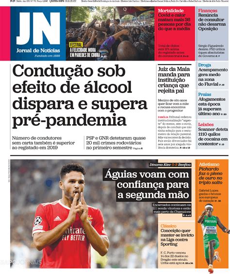 Capa Jornal De Notícias · 18 Agosto 2022